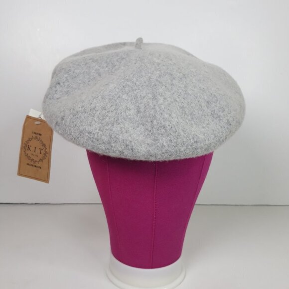 NWT Francesca's K.I.T by EG Wool Beret Gray French Coquette Girl OSFM - Picture 3 of 6